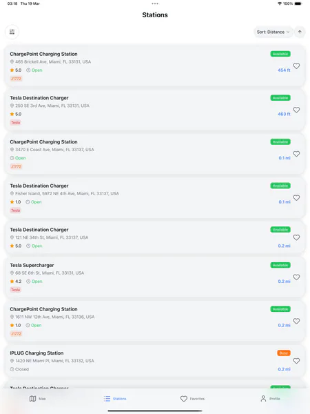 EV Stations Tracker — Список станций