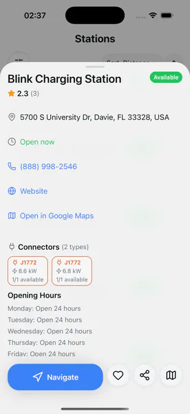 EV Stations Tracker — Детали станции