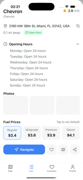 Gas Stations Tracker — Детали станции
